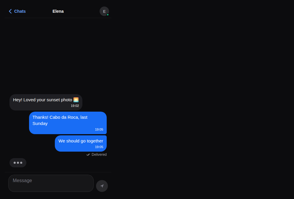 Screen — Chat, as React Native renders it