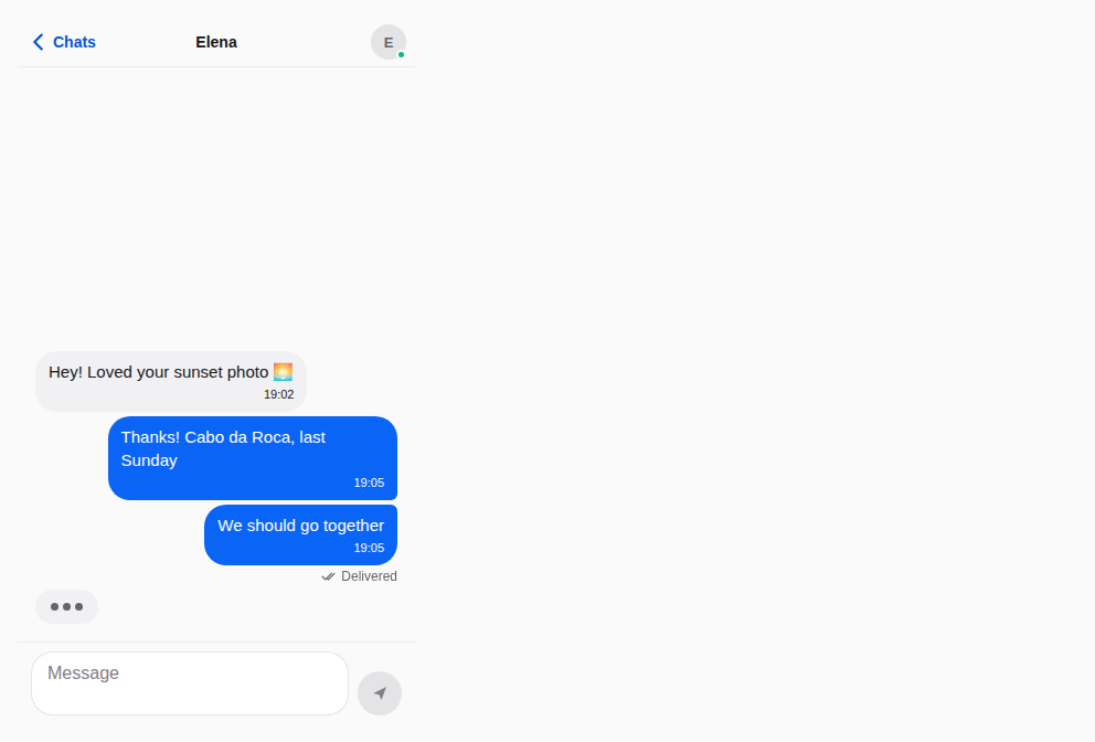 Screen — Chat, as React Native renders it